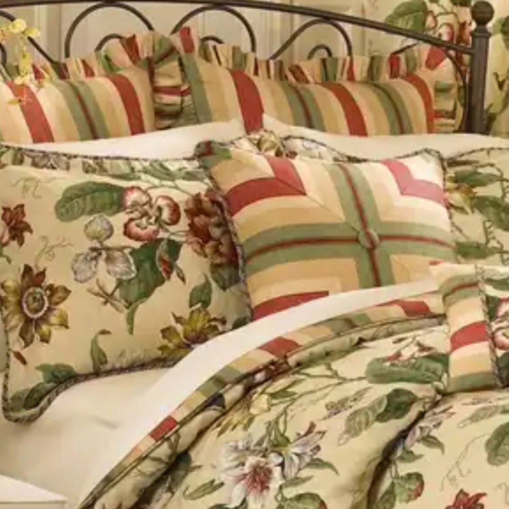 Waverly Laurel Springs King Sham  Discontinued Botanical Floral / Stripe